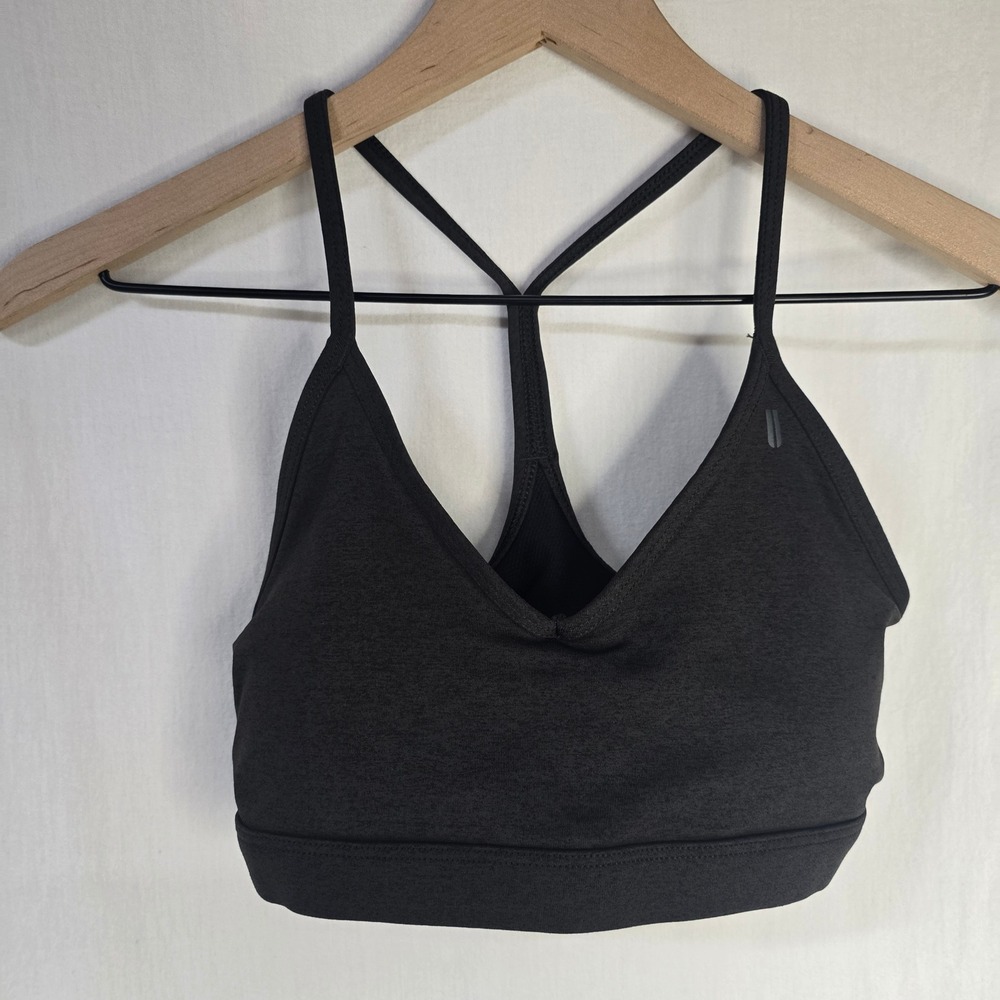 NOBULL V-Neck Sports Bra Women S Gray Heathered Nylon Lycra CrossFit Activewear